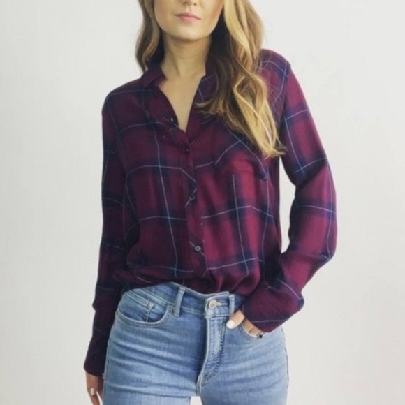 Rails Tops - Rails hunter plaid flannel merlot and navy